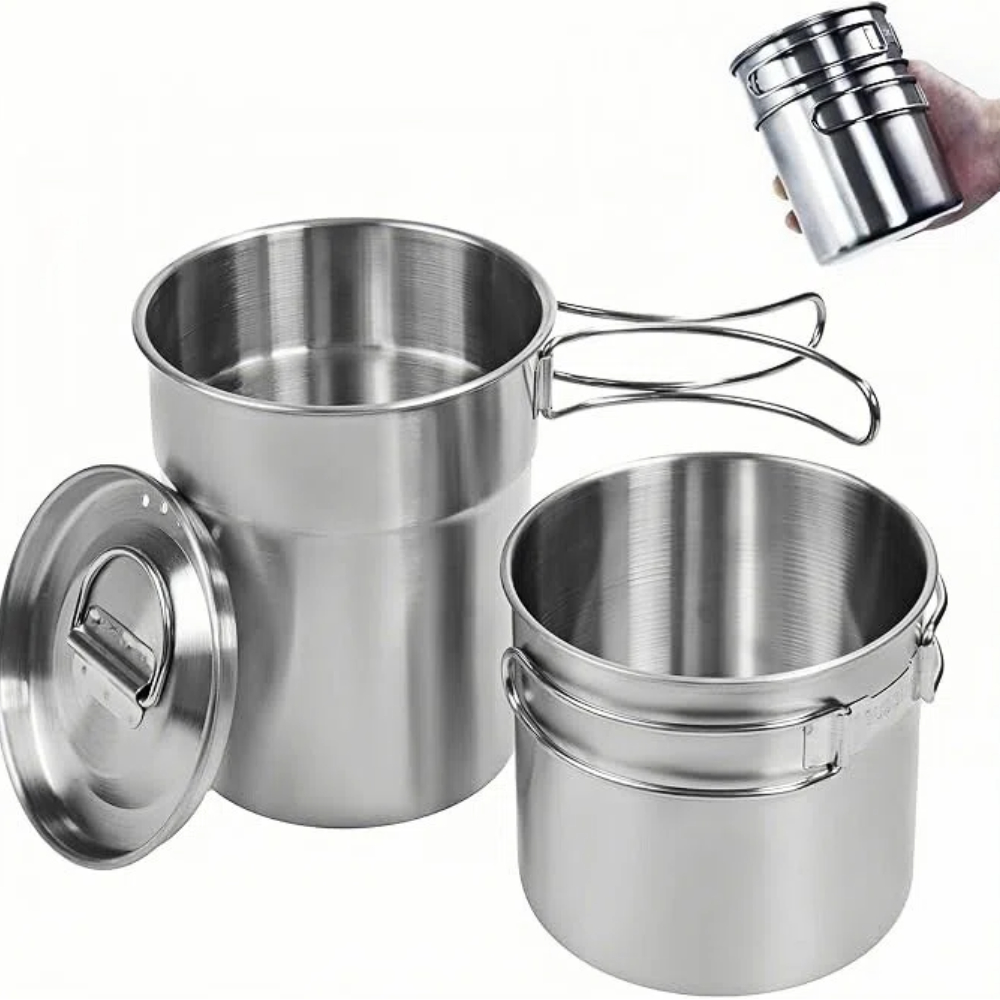 Outdoor Camping Uk - Faltbare Campingbecher, Campingtöpfe, Kochgeschirr, 304-Food-Grade Outdoor-Camping-Kochset