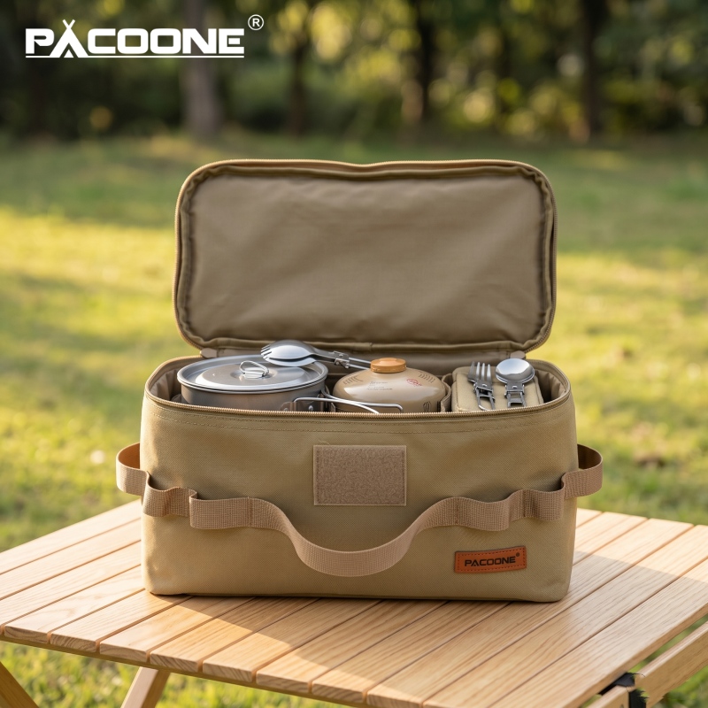 Outdoor Camping Uk - PACOONE Tragbare Camping-Aufbewahrungstasche Multifunktionale Großraum-Gaskartuschenhalterung Bodennagel-Kochgeschirr-Utensilien-Werkzeugtasche