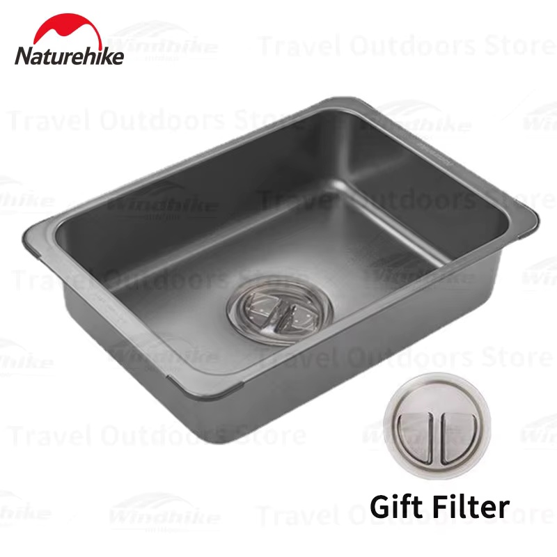 Outdoor Camping Sink - Naturehike Waschbecken aus Edelstahl, Outdoor-Kochgeschirr-Becken, Camping-Waschbecken,