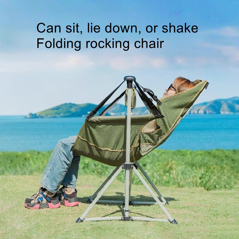 Outdoor Camping Rocking Chair - Outdoor-Reise-Schaukelstuhl, tragbarer Outdoor-Camping-Klappstuhl, Strandstuhl, Picknick-Angelstuhl, Mondstuhl