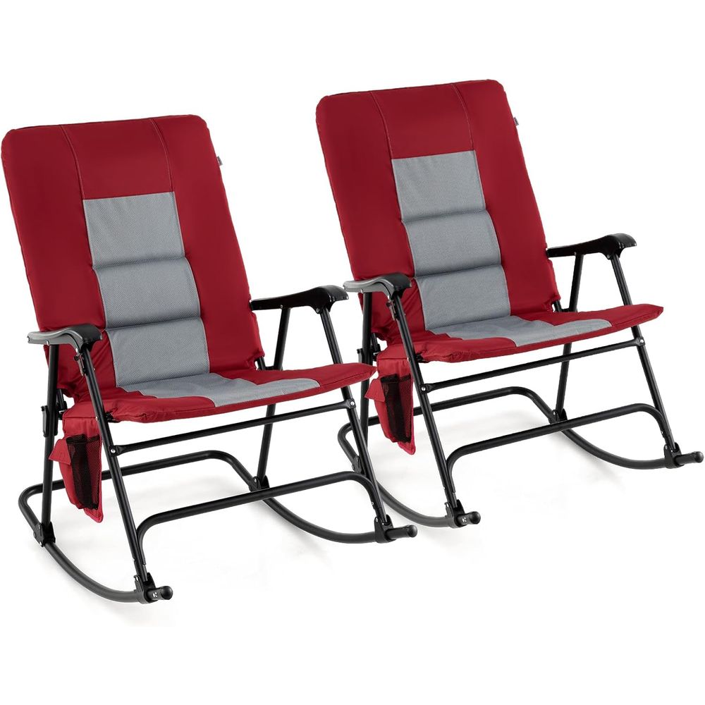 Outdoor Camping Rocking Chair - Extra großer gepolsterter Outdoor-Schaukelstuhl mit Metallrahmen,