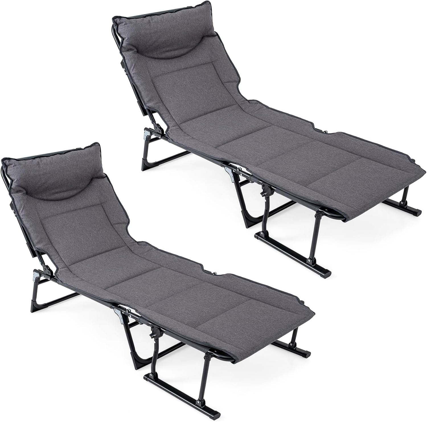Outdoor Camping Recliner Chairs - Klappbarer Gartenliegestuhl, 2er-Set, verstellbarer Liegestuhl, faltbares