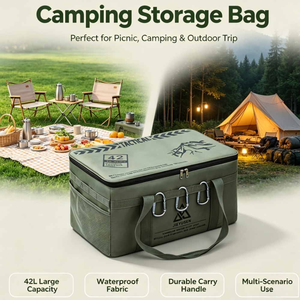 Outdoor Camping Uk - 30/42L Faltbare Tragbare Outdoor-Picknick-Besteckaufbewahrungsbox Taktische Camping-Aufbewahrungstasche