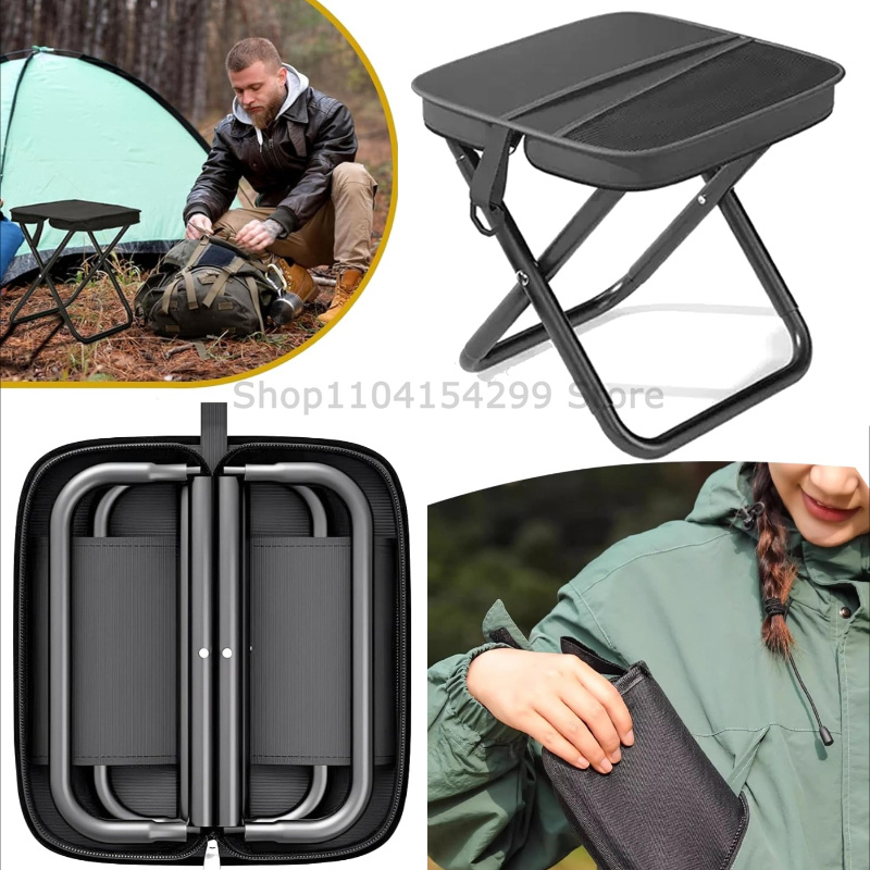 Outdoor Camping Activities For Adults - Tragbarer Klapphocker für Erwachsene, schwarzer, leichter