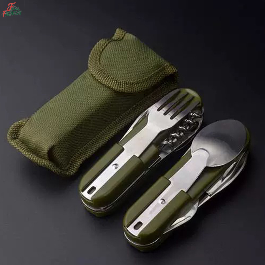 Outdoor Camping Uk - Campingausrüstung 5-in-1 Edelstahl Reiseset, Multifunktionales Faltbares