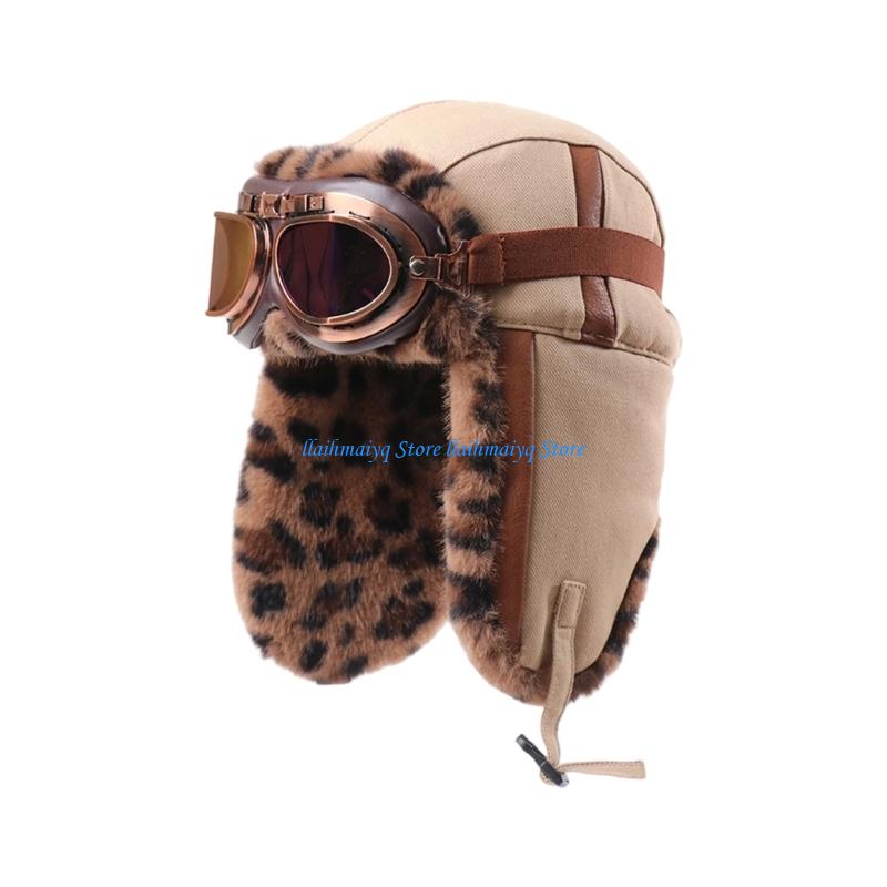 Outdoor Camping Activities For Adults - 573B Winddichte Trapper-Pilotenmütze, Tierdesign, Plüsch-Innenseite, leicht,
