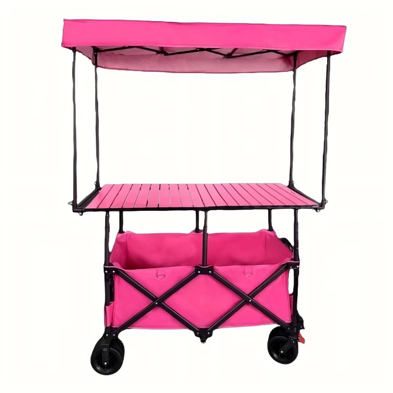 Outdoor Camping Trolley - Klappbarer Stahltisch-Transportwagen für Straßenverkauf, Mehrfarbiger Mobiler