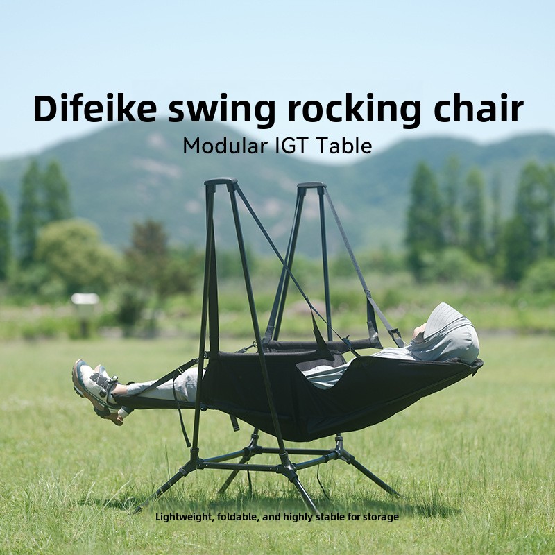 Outdoor Camping Rocking Chair - Outdoor-Camping-Mondstuhl mit hoher Rückenlehne, geschwärzter tragbarer