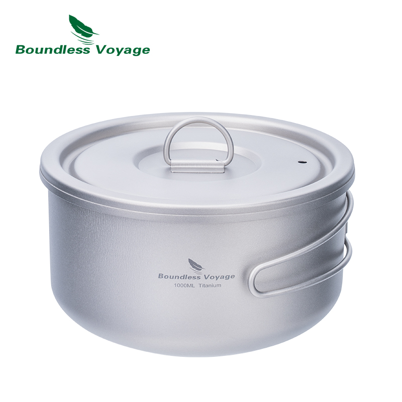 Outdoor Camping Cooking Set - Boundless Voyage Titan-Campingtopf mit Deckel, ultraleichter