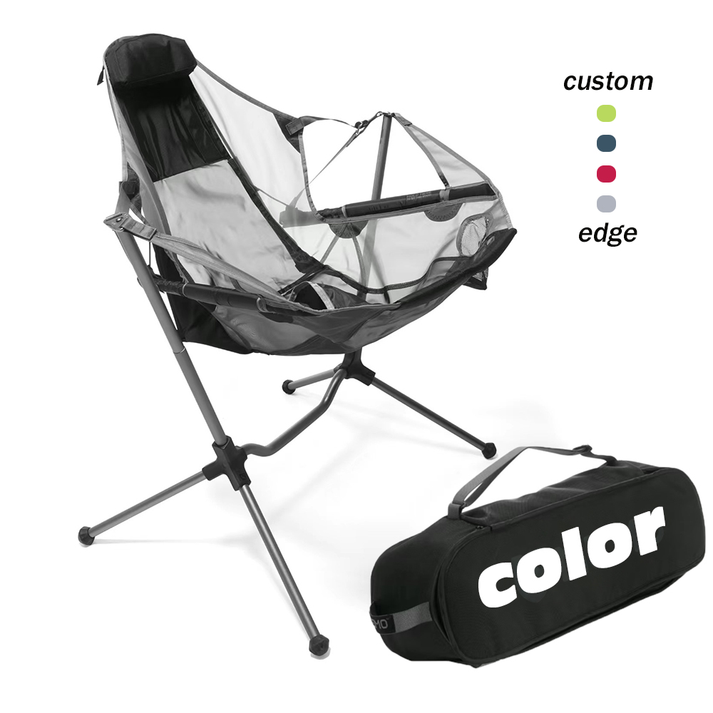Outdoor Camping Rocking Chair - Tragbarer Aluminium-Strandliegestuhl, Leichter Outdoor-Schaukelstuhl mit Becherhalter