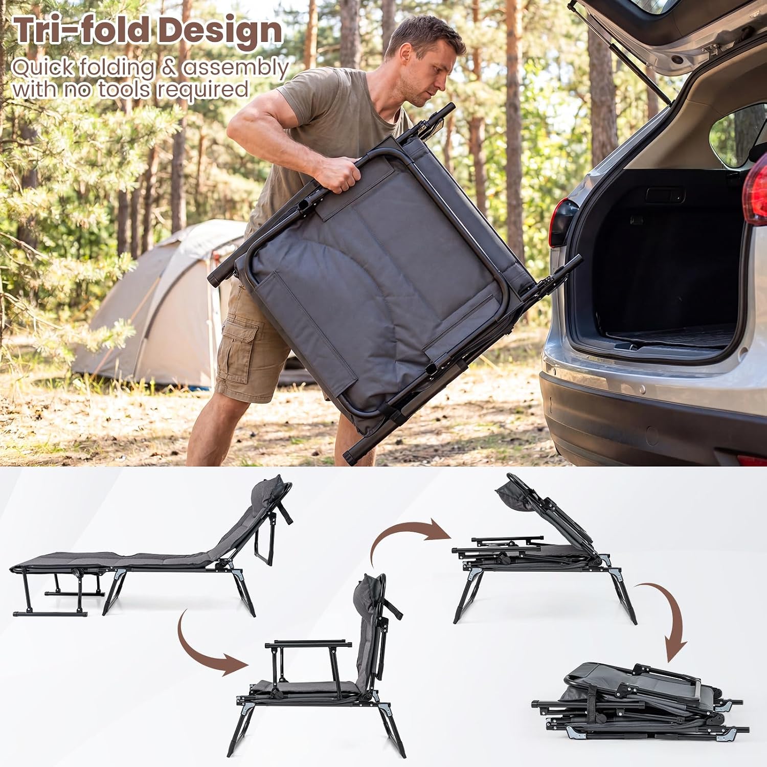 Klappbarer Gartenliegestuhl, 2 – Outdoor Camping Recliner Chairs Bewertung und Preis
