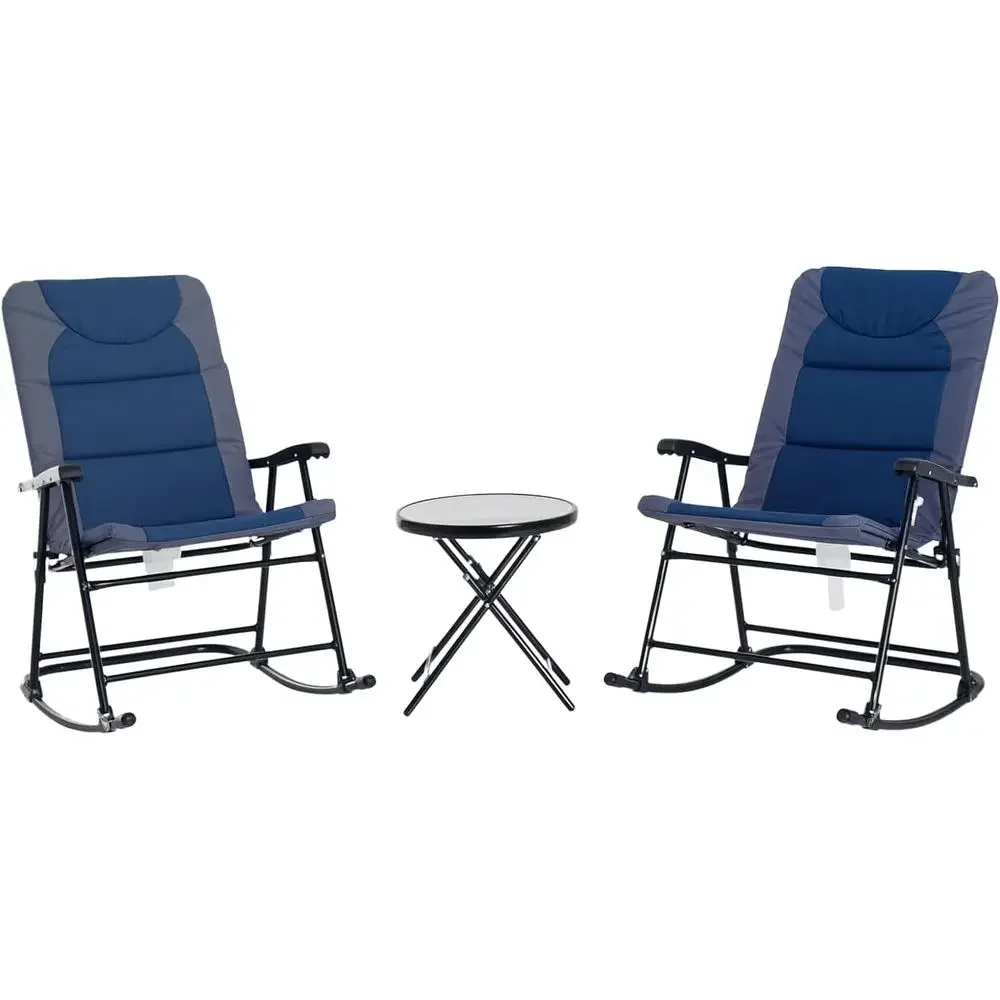 Marineblaues 3-teiliges Garten – Outdoor Camping Rocking Chair Bewertung und Preis