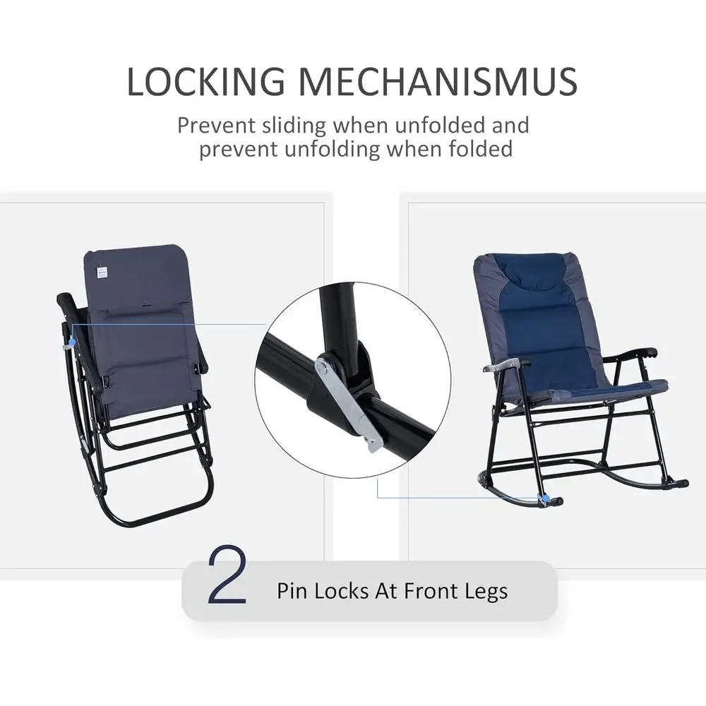 Marineblaues 3-teiliges Garten – Outdoor Camping Rocking Chair Bewertung und Preis