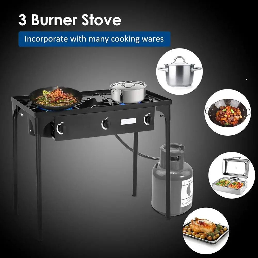 Tragbarer 3-Brenner Propangas- – Outdoor Camping Burner Bewertung und Preis